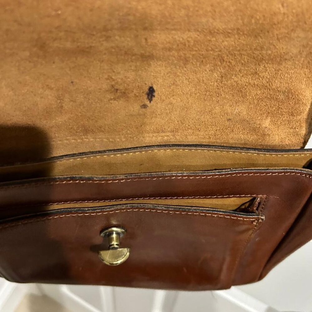 Patricia Nash Leather Shoulder Bag with Crossbody Strap Cognac - Picture 4 of 7